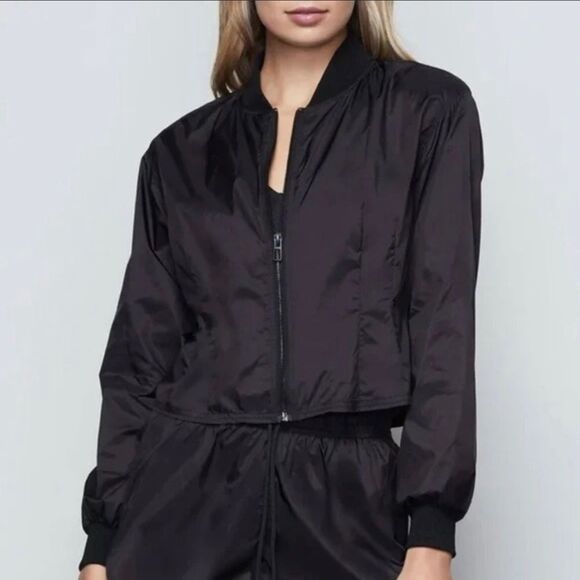 Good American sheer pleat black summer jacket Small - Picture 1 of 4